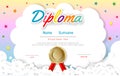 Certificates kindergarten and elementary, Preschool Kids Diploma certificate pattern design template, Diploma template