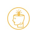 idea, bulb, light, energy bulb, head, thinking, creative business idea orange color icon Royalty Free Stock Photo