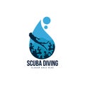 Scuba diving logo template vector. Diver logo concept