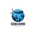 Scuba diving logo template vector. Diver logo concept