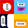 We are hiring vacancy open recruitment. Job vacancy banner. Open recruitment illustration Royalty Free Stock Photo