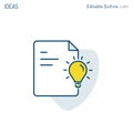 Brainstorming, Idea icon, Initiate Strategy, Creative thinking,Bulb icon, Document, Corporate Business office files, Editable stro