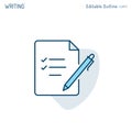 Notepad icon, Writing, File icon, Pen and Paper, Signing business document, Checklist, Corporate Business office files, Editable s Royalty Free Stock Photo