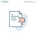 Feedback icon, document, Business proposal rejection, thumbs down, disagreement, Exam result, Editable stroke