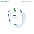 Attachments icon, paper clip, notes, document icon, notepad, clipboard, Corporate Business office files, Editable stroke