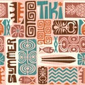 Seamless Exotic Tropical Tiki Pattern Royalty Free Stock Photo