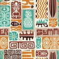 Seamless Exotic Tropical Tiki Pattern