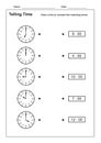 Telling Time Telling the Time Practice for Children  Time Worksheets for Learning to Tell Time game Time Worksheets Royalty Free Stock Photo