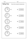 Telling Time Telling the Time Practice for Children  Time Worksheets for Learning to Tell Time game Time Worksheets Royalty Free Stock Photo