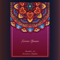 Colourful mandala art ornament invitation card with vintage style