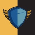 Badge blue winged shield for esport logo design ornament