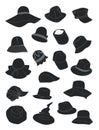 Set of summer hats silhouettes Royalty Free Stock Photo