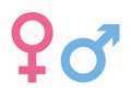 Man and Woman sign icon. Symbol pink of female and blue of male Royalty Free Stock Photo