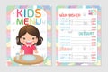 Cute colorful kids meal menu template design, Kids restaurant, children menu, menu for kids template, Cafe menu for kids, template Royalty Free Stock Photo