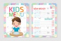 Cute colorful kids meal menu template design, Kids restaurant, children menu, menu for kids template, Cafe menu for kids, template Royalty Free Stock Photo