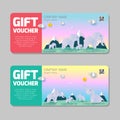 Gift voucher template with colorful pattern,cute gift voucher certificate coupon design template, kids voucher Vector illustration Royalty Free Stock Photo