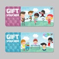 Gift voucher template with colorful pattern,cute gift voucher certificate coupon design template, kids voucher Vector illustration Royalty Free Stock Photo