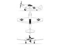 North american P-51D Mustang WW2 airplance illustration Royalty Free Stock Photo