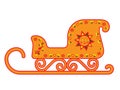 Vintage sleigh with ornament on white background.