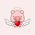 Sweet Cupid pig flying in the sky.