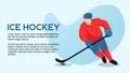 Ice hockey web page banner and presentation template semi flat style illustration
