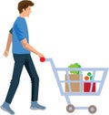 Vector - Family Shopping in Supermarket Illustration Royalty Free Stock Photo