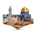 Al-Aqsa mosque and Dome of the Rock in Jerusalem, Israel. Polygon 