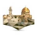 Al-Aqsa mosque and Dome of the Rock in Jerusalem, Israel. Polygon 