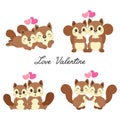 Set of couple Squirrels in love for Valentine`s day.