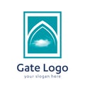 Gate logo door home entrance icon black house doorway or real estate business. minimal design. future modern construction company. Royalty Free Stock Photo