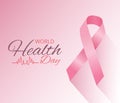 World health day concept. 7 April.Medicine and healthcare image. Editable vector illustration in pink color ribbon isolated on a p Royalty Free Stock Photo