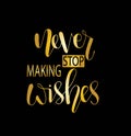 Never stop making wishes - inscription hand lettering vector.Typography design