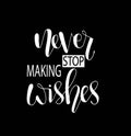 Never stop making wishes - inscription hand lettering vector.Typography design