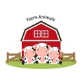 Happy Farm animals. Cute cow  family cartoon. Royalty Free Stock Photo