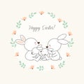 Happy Easter greeting card with little Bunny. Royalty Free Stock Photo