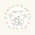 Happy Easter greeting card with little Bunny. Royalty Free Stock Photo