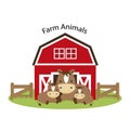 Happy Farm animals. Cute horse family cartoon illustration. Royalty Free Stock Photo