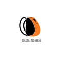 Digital nomad vector logo. Computer mouse logo. Backpack logo. Freelancer emblem Royalty Free Stock Photo