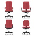 Office chair or desk chair in various points of view. Armchair or stool in front, back, side view. Royalty Free Stock Photo