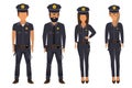 Group of police officers. Police man and police woman, cops.