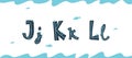 Vector underwater latin letters J, K, L in Scandinavian style