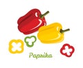 Pepper red and yellow. Paprika. Bell pepper whole and slices