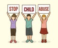 Stop Child abuse ,Children with sign board graphic