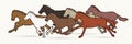 Seven Horses Running Cartoon Graphic
