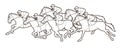 Group of Jockeys riding horse, sport competition cartoon sport graphic