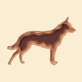 3d abstract dog paper cut vector eps 10
