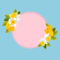 Round pink frame with flower eps 10