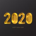 Happy new year 2020. Creative 3d abstract paper cut vector 10