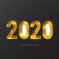 Happy new year 2020. Creative 3d abstract paper cut vector eps 10