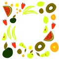 Fruit and vegetables illustration frame for you